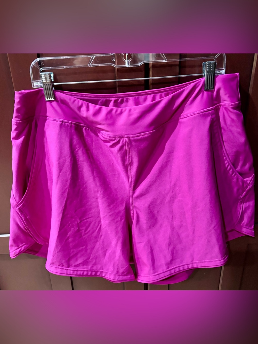 Lands' End Women's Athletic/Swim Shorts in Bright Violet UPF 50 Sun Protection